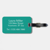 Aquamariner Streifen mit großem Monogramm Gepäckanhänger (Rückseite horizontal)