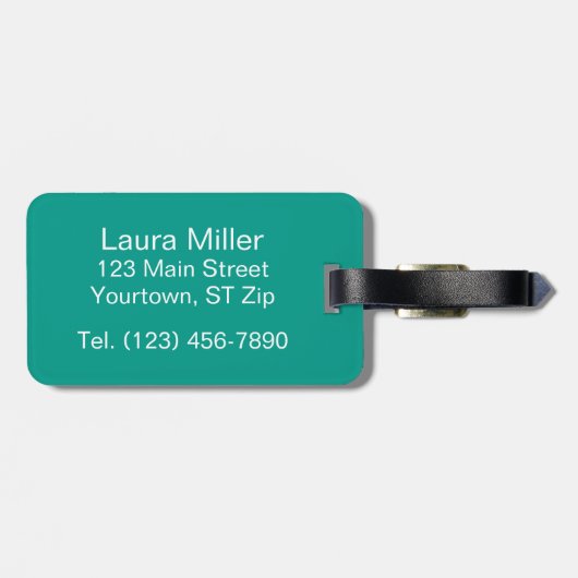 Aquamariner Streifen mit großem Monogramm Gepäckanhänger (Rückseite horizontal)