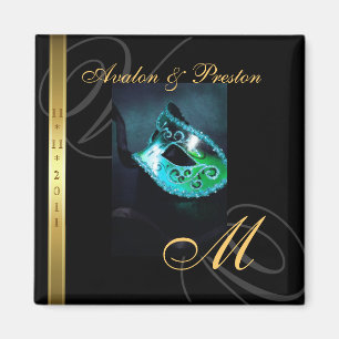 Aquamariner Strudel-Maskerade-Masken-Save the Date Magnet