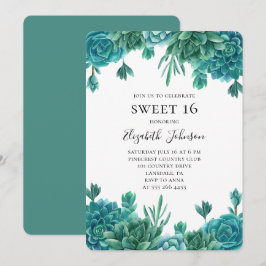 Aquamariner Sukkulent süß 16. Blauer Kaktus 16. Ge Einladung