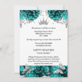 Aquamariner Tiara-Schmetterling Blaue Rose Quincea Einladung (Rückseite)