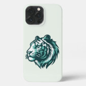 Aquamariner Tiger mit blassgrünem Tiger iPhone Hülle (Rückseite)