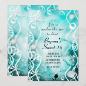 Aquamariner Tintenstrahl Unterwasser Süß 16 Einladung (Vorne/Hinten)