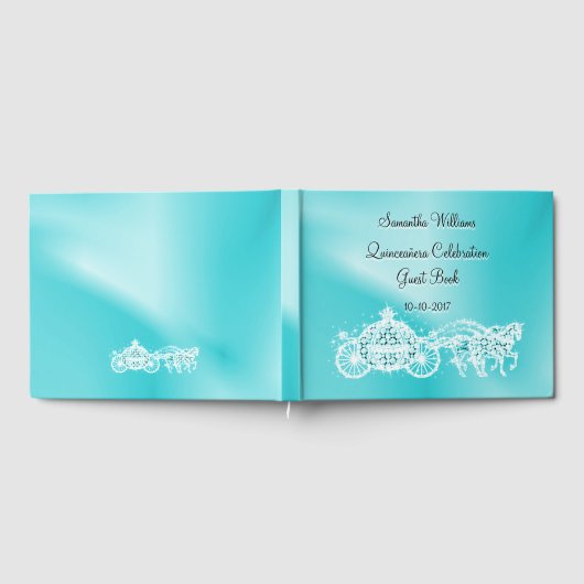 Aquamariner Trainer für Pferde Quinceñera Gästebuch (Voll)