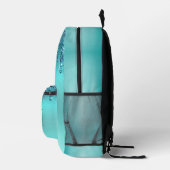 Aquamariner Tropfen aus metallischem Glitzer Mit M Bedruckter Rucksack (Rechts)