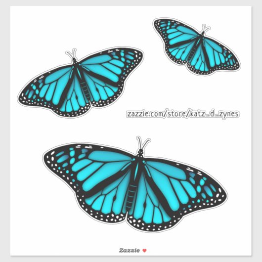 aquamariner türkisblauer Schmetterling Aufkleber (Blatt)