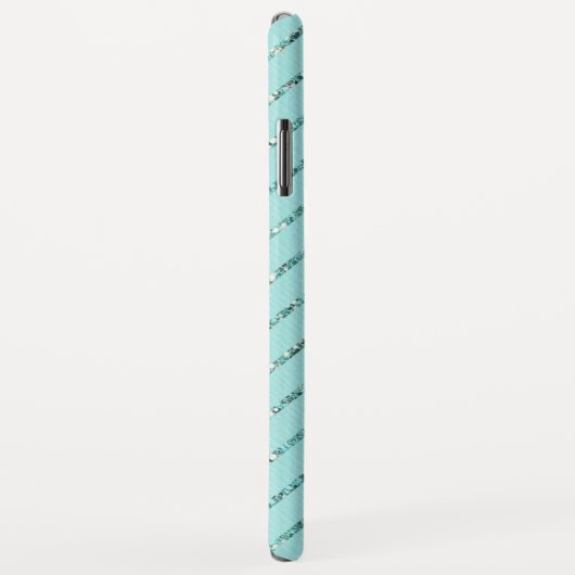 Aquamariner Turqoise-Glitzer Streifen Monogramm Case-Mate iPhone Hülle (Hinten/Rechts)