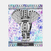 Aquamariner u. lila Watercolor-Stammes- Fleecedecke (Vorderseite)