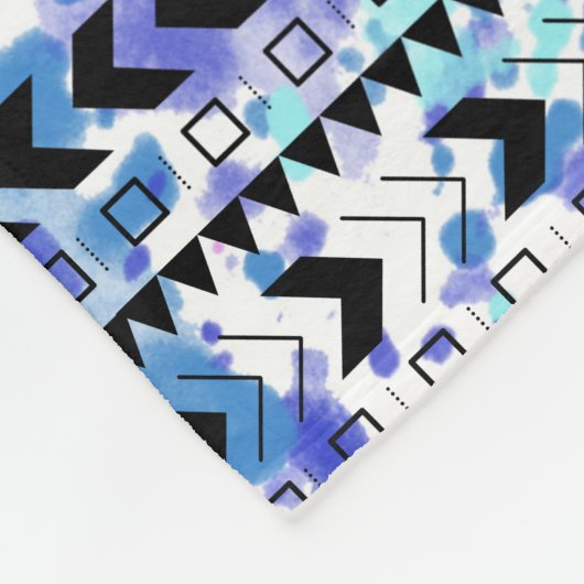 Aquamariner u. lila Watercolor-Stammes- Fleecedecke (Ecke)