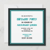 Aquamariner u. schwarzer Grunge-16. Geburtstag Einladung (Rückseite)