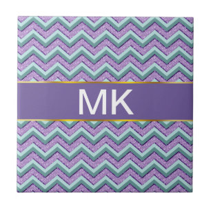 Aquamariner und Amethyst Zickzack Fliese