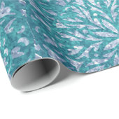 Aquamariner und Aqua-Schneeflocke-Damast Geschenkpapier (Rolleneckpunkt)