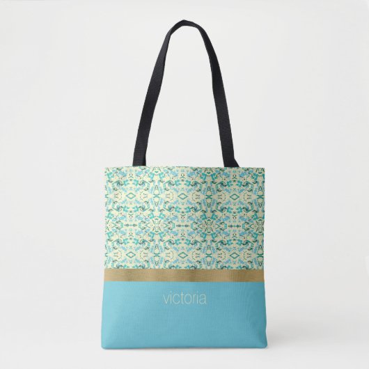 Aquamariner und blassgelber Spritzer Tasche (Vorderseite)