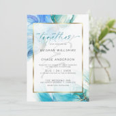 Aquamariner und blauer Marmoralkohol, Tintenpatron Einladung (Stehend Vorderseite)