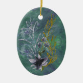 Aquamariner und blauer Winter Botanische Fantasie- Keramik Ornament (Vorne)