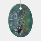 Aquamariner und blauer Winter Botanische Fantasie- Keramik Ornament (Hinten)