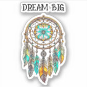 Aquamariner und braune Dreamcatcher | Große Träume Aufkleber (Vorderseite)