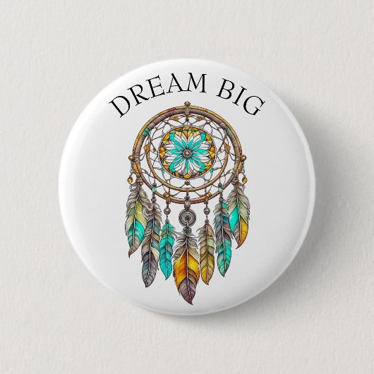 Aquamariner und braune Dreamcatcher | Traum Big Button (Vorderseite)