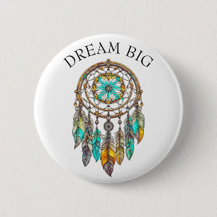Aquamariner und braune Dreamcatcher   Traum Big Button