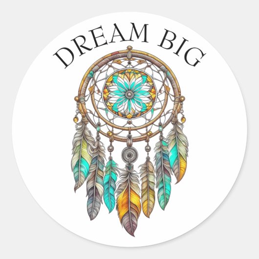 Aquamariner und braune Dreamcatcher | Traum Big Runder Aufkleber (Vorderseite)