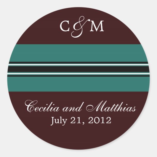 Aquamariner und brauner Umschlag Aufkleber (Vorderseite)