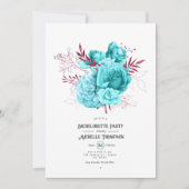 Aquamariner und burgundischer Junggeselinnen-Absch Einladung (Vorderseite)