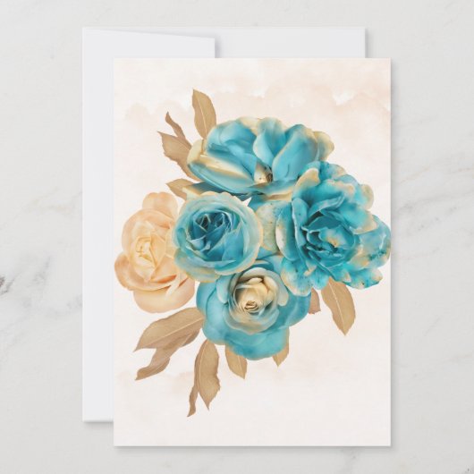 Aquamariner und cremiger Gold Floral Polterabend l (Rückseite)