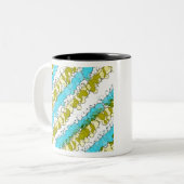 Aquamariner und gelber Spritzer gestört Zweifarbige Tasse (Vorderseite Links)