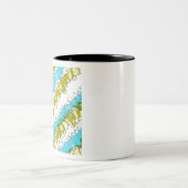 Aquamariner und gelber Spritzer gestört Zweifarbige Tasse (Mittel)