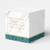 Aquamariner und Gold Glitzer Moderner Marmorxo Geschenkschachtel (Rückseite)