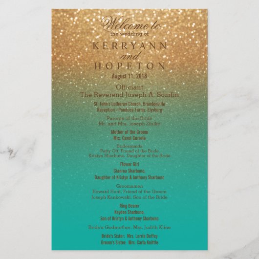 Aquamariner und Gold-Glitzer - Programm (Vorderseite)