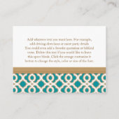 Aquamariner und Gold marokkanischer Empfang Begleitkarte (Rückseite)