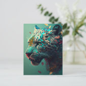 Aquamariner und goldblühender Jaguar Postkarte (Stehend Vorderseite)