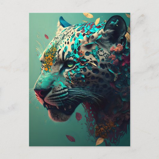 Aquamariner und goldblühender Jaguar Postkarte (Vorderseite)
