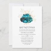Aquamariner und goldener Bat Mitzvah Einladung (Vorderseite)