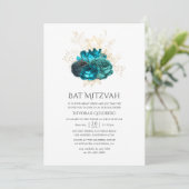 Aquamariner und goldener Bat Mitzvah Einladung (Stehend Vorderseite)