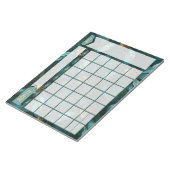 Aquamariner und goldener Blumenkalender Notizblock (angewinkelt)