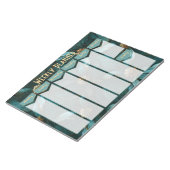 Aquamariner und goldener floraler Wochenplaner Not Notizblock (angewinkelt)