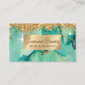 Aquamariner und goldener Glitzer Visitenkarte (Vorderseite)