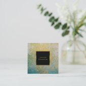 Aquamariner und goldener Steingeode beruflich Quadratische Visitenkarte (Stehend Vorderseite)