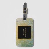 Aquamariner und goldener Steingeode elegant Gepäckanhänger (Vorderseite Vertikal)