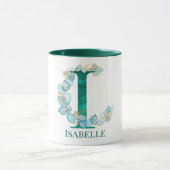 Aquamariner und Goldmonogramm-Letter I Tasse (Zentrum)