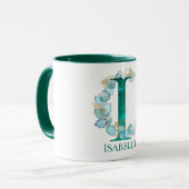 Aquamariner und Goldmonogramm-Letter I Tasse (Vorderseite Links)