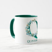 Aquamariner und Goldmonogramm-Letter Q Tasse (Vorderseite Links)