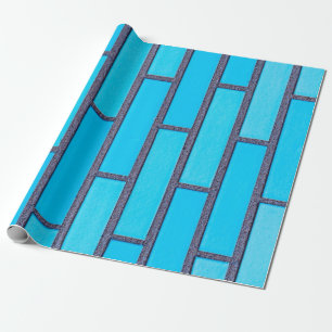 Aquamariner und grauer Backstein Geschenkpapier