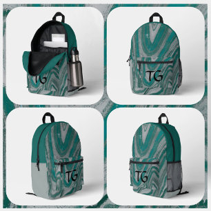 Aquamariner und grauer Stein Natürlicher Abstrakte Bedruckter Rucksack