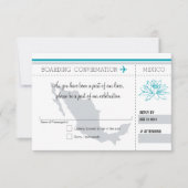 Aquamariner und grauer UAWG Boarding Pass to MEXIC RSVP Karte (Vorderseite)