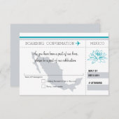 Aquamariner und grauer UAWG Boarding Pass to MEXIC RSVP Karte (Vorne/Hinten)