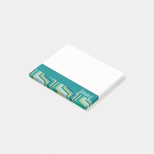 Aquamariner und grüner Jenny Post-it Klebezettel (angewinkelt)