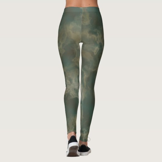 Aquamariner und grüner Marmor Leggings (Rückseite)